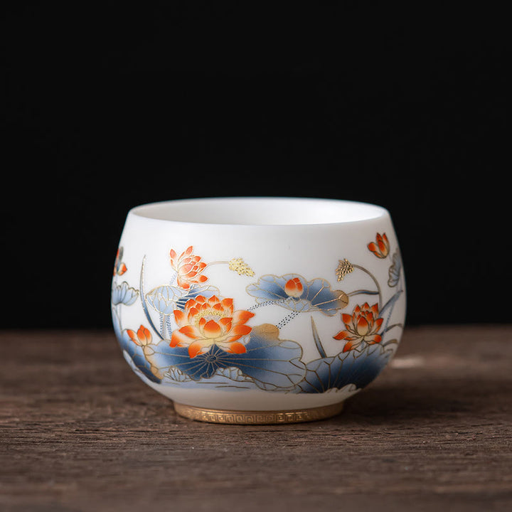Buddha Stones Feniks Smok Lotos Jeleń Starożytny Budynek Ryba Koi Ceramiczna filiżanka do herbaty Kung Fu Filiżanki do herbaty