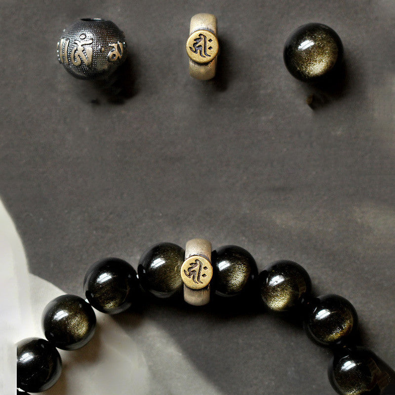 Buddha Stones Chiński Zodiak Natal Budda Obsydian Oczyszczająca Bransoletka