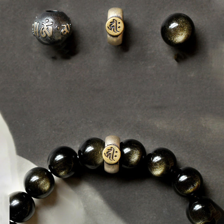 Buddha Stones Chiński Zodiak Natal Budda Obsydian Oczyszczająca Bransoletka