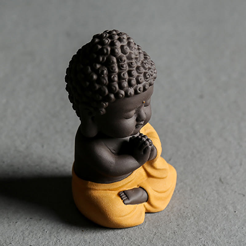 Buddha Stones Mały Budda Spokój Fioletowa Glina Dekoracja Biurka Domowego