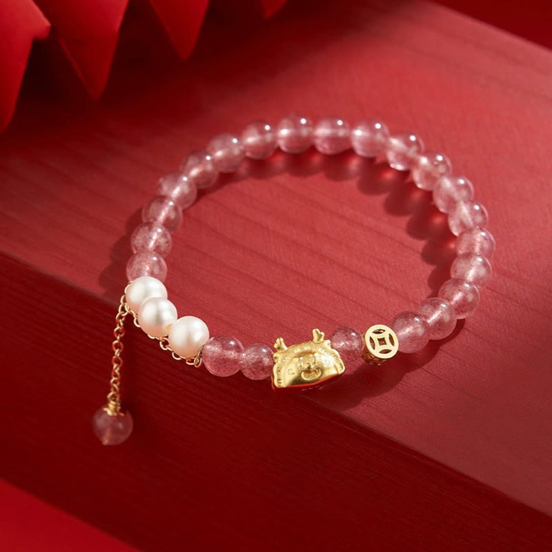 Buddha Stones Rok Smoka Pierożek Naturalny Czerwony Agat Granat Hetian Jade Fu Charakter Szczęście Sukces Bransoletka