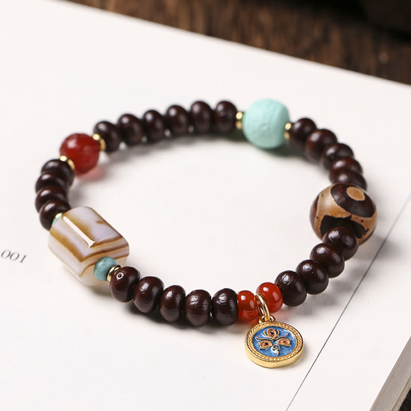 Buddha Stones Naturalne Tybetańskie Fioletowe Nasiona Bodhi Dzi Koraliki Bóg Bogactwa Mądrość Bransoletka