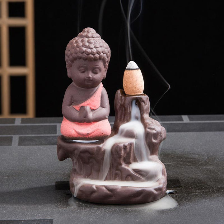 Kamienne Buddha Stones z przepływem wstecznym, fontanna dymna, ceramiczny palnik kadzidełkowy, dekoracja