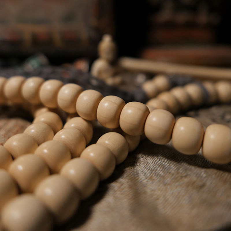Buddha Stones 108 Mala Koraliki Abelia Biflora Drewno Odpędzające Złe Duchy Mala Nadgarstek