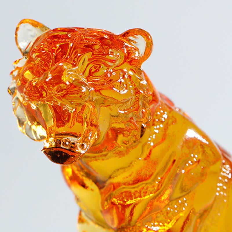 Ręcznie robiony Liuli Crystal Tiger Art Piece Ochrona Dekoracja Domu - image 10