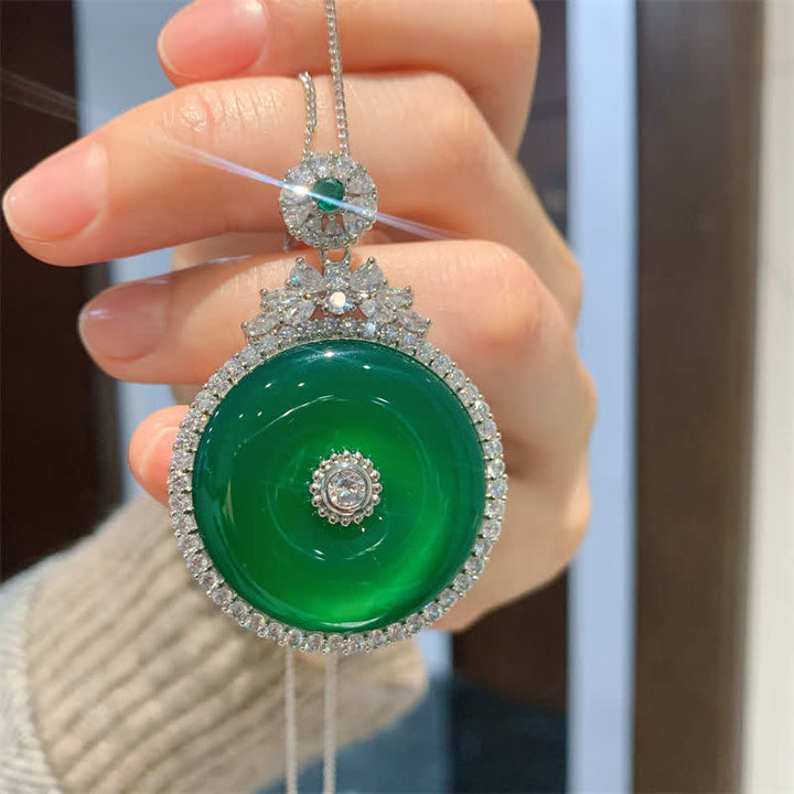 Naszyjnik z Buddha Stones Green Chalcedon Round Peace Buckle Strength