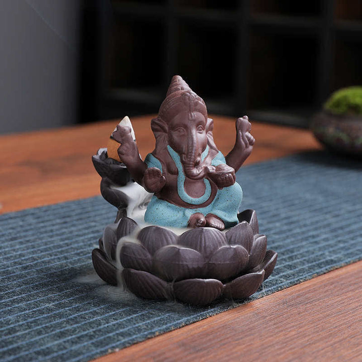 Ganesh Elephant Purple Clay Fontanna dymna z filtrem zwrotnym Ochrona kadzideł
