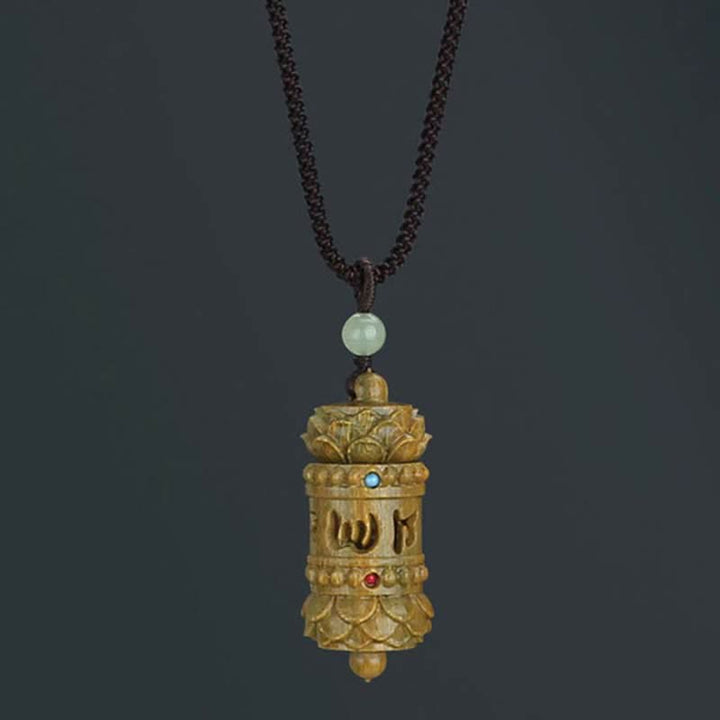 Buddha Stones Tybet Zielony Sandałowiec Palisander Om Mani Padme Hum Lotus Pozytywny Uspokajający Naszyjnik Wisiorek - image 8