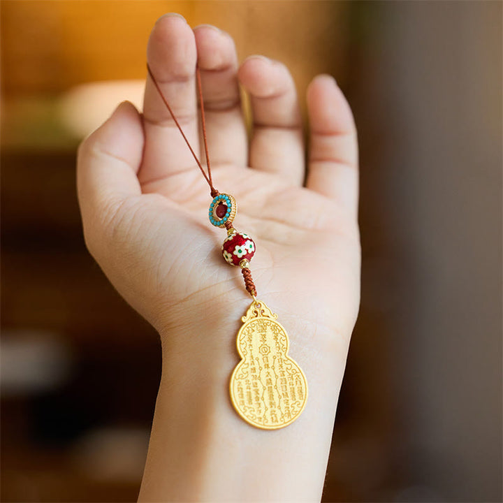 Buddha Stones Wu Lou Gourd Fu Charakter Tai Sui Amulet Fortune Telefon Wiszący Dekoracja Brelok