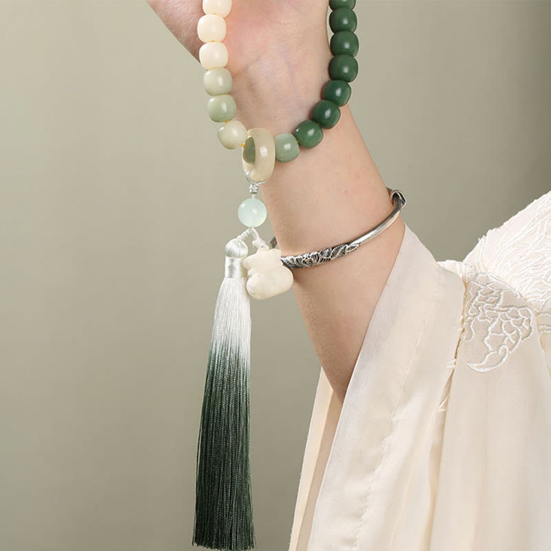 Buddha Stones Naturalny Gradient Bodhi Nasiona Fortuny Pieniądze Worek Lotos Mądrość Tassel Nadgarstek Mala