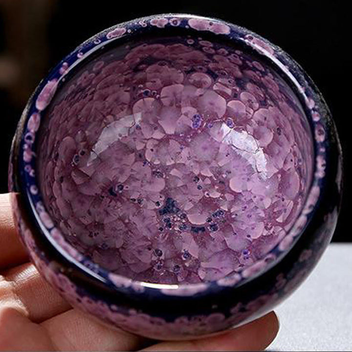 Buddha Stones Kolorowe Kwiaty Irysa Chiński Jianzhan Kiln Change Porcelanowa Filiżanka Do Herbaty Tenmoku Kung Fu