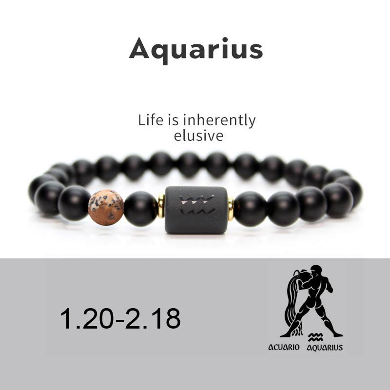 Buddha Stones 12 Konstelacji Zodiaku Czarny Onyks Regulowana Bransoletka