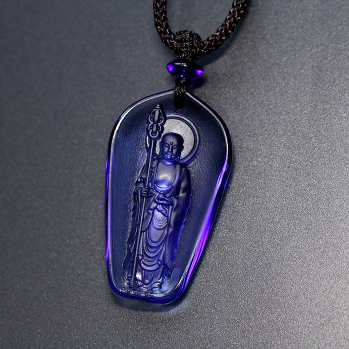 Buddha Stones Ksitigarbha Budda Liuli Kryształowy Amulet Spokoju Naszyjnik Wisiorek