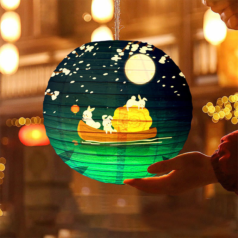 Buddha Stones DIY Królik Papierowa Lampa Latarnia Dekoracja Latarniowa Festiwalu Środka Jesieni