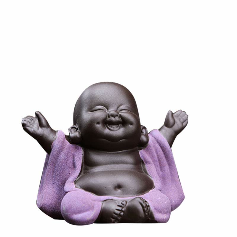 Buddha Stones Zawsze Uśmiechnięty Śmiejący się Budda Bogactwo Szczęście Fioletowa Glina Dekoracja Statuy Maitreya