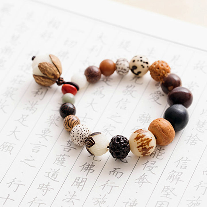 Buddha Stones Bodhi Nasiona Lotosu Mądrość Spokój Bransoletka Mala Na Nadgarstek
