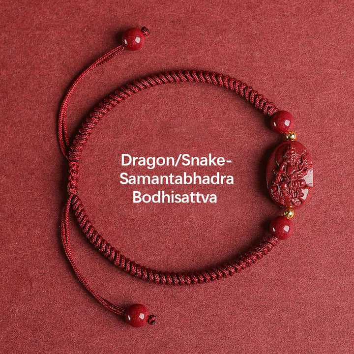 Buddha Stones Chiński Zodiak Natal Budda Cynober Trzymaj Z dala Złe Duchy Bransoletka z Liny