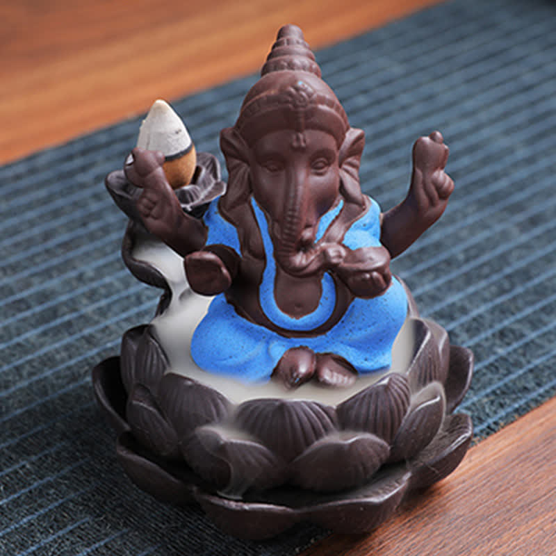 Ganesh Elephant Purple Clay Fontanna dymna z filtrem zwrotnym Ochrona kadzideł
