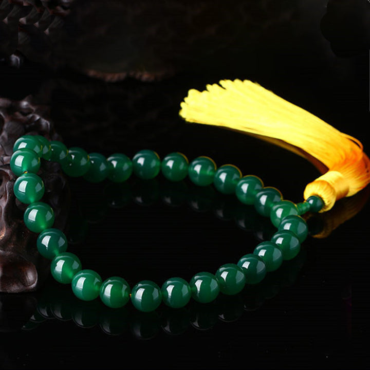 Buddha Stones Naturalny Zielony Agat Mala Nadgarstek Moc Frędzle Kieszonkowa Mala Dekoracja Samochodu
