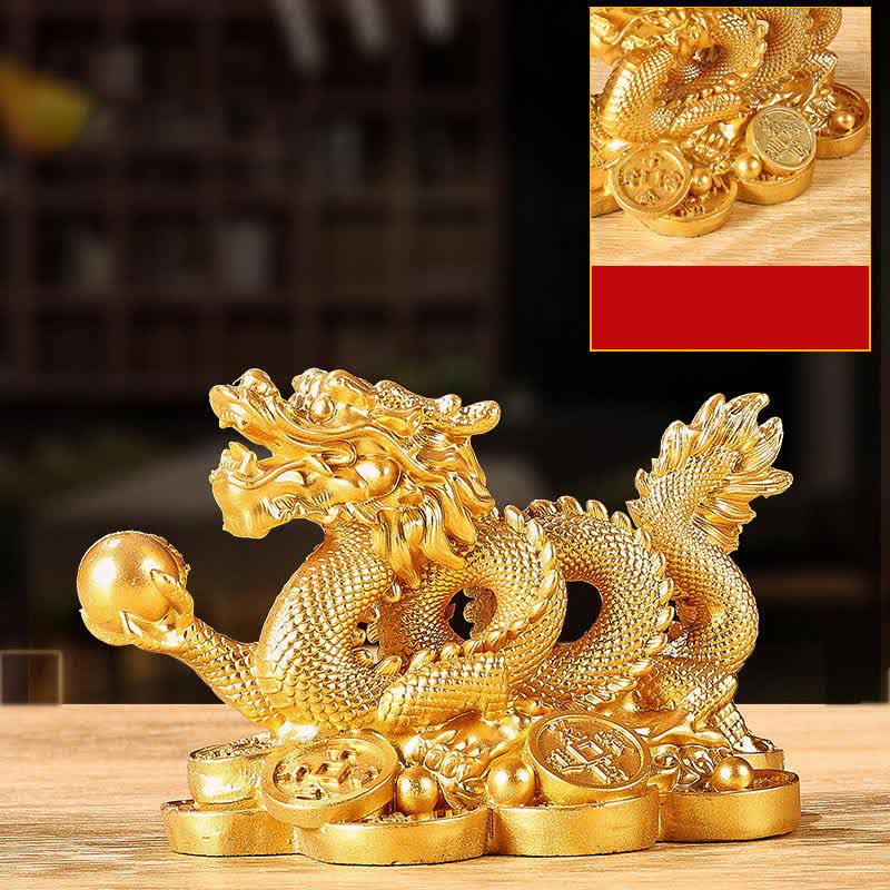 Buddha Stones Feng Shui Smok Miedziana Moneta Bogactwo Sukces Szczęście Dekoracja