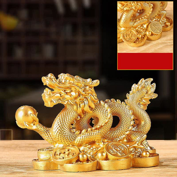 Buddha Stones Feng Shui Smok Miedziana Moneta Bogactwo Sukces Szczęście Dekoracja
