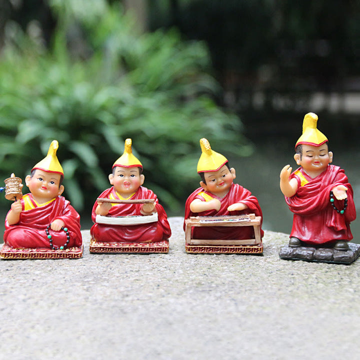 Buddha Stones malowane ręcznie tybetańskie figurki Lamy rzeźbione kreatywne ozdoby do dekoracji domu i biura