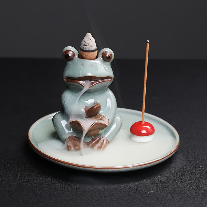 Medytacyjna Żaba Ceramiczny Lotos Uzdrawiający Kadzidełko
