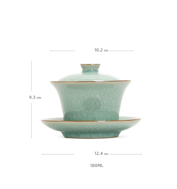 Buddha Stones Retro Zielony Lodowy Glazura Ceramiczny Gaiwan Sancai Filiżanka Kung Fu Filiżanka I Spodek Z Pokrywką