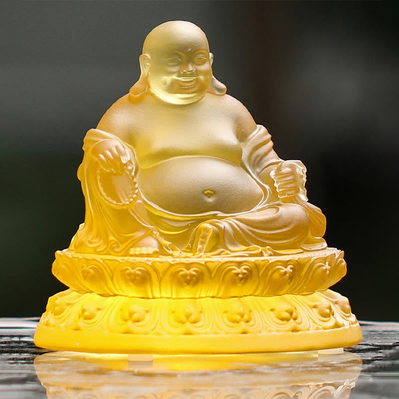 Buddha Stones Ręcznie robione Śmiejąca się Figurka Buddy Liuli Kryształowe Dzieło Sztuki Bogactwo Statua Dekoracja Domu