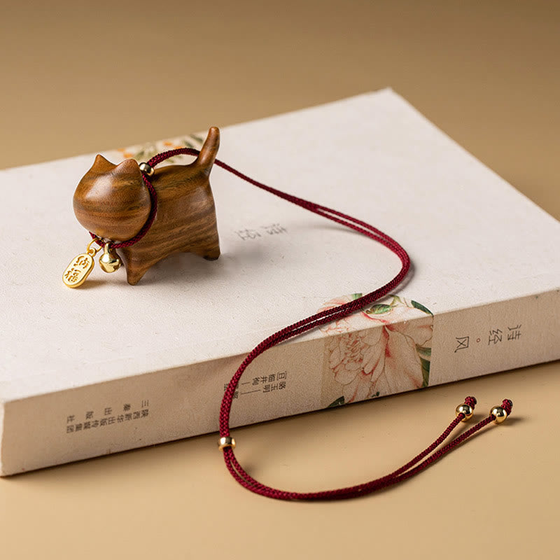 Buddha Stones Drewno Hebanowe Zielone Drzewo Sandałowe Szczęśliwy Kot Fu Charakter Szczęśliwy Dzwonek Fortuny Równowaga Samochód Wiszący Dekoracja - image 15