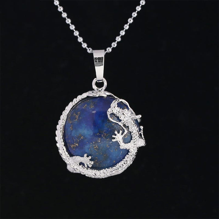 Buddha Stones Chiński Smok Naturalny Kryształ Kwarcowy Uzdrawiająca Energia Naszyjnik Wisiorek - Lapis Lazuli - image 17