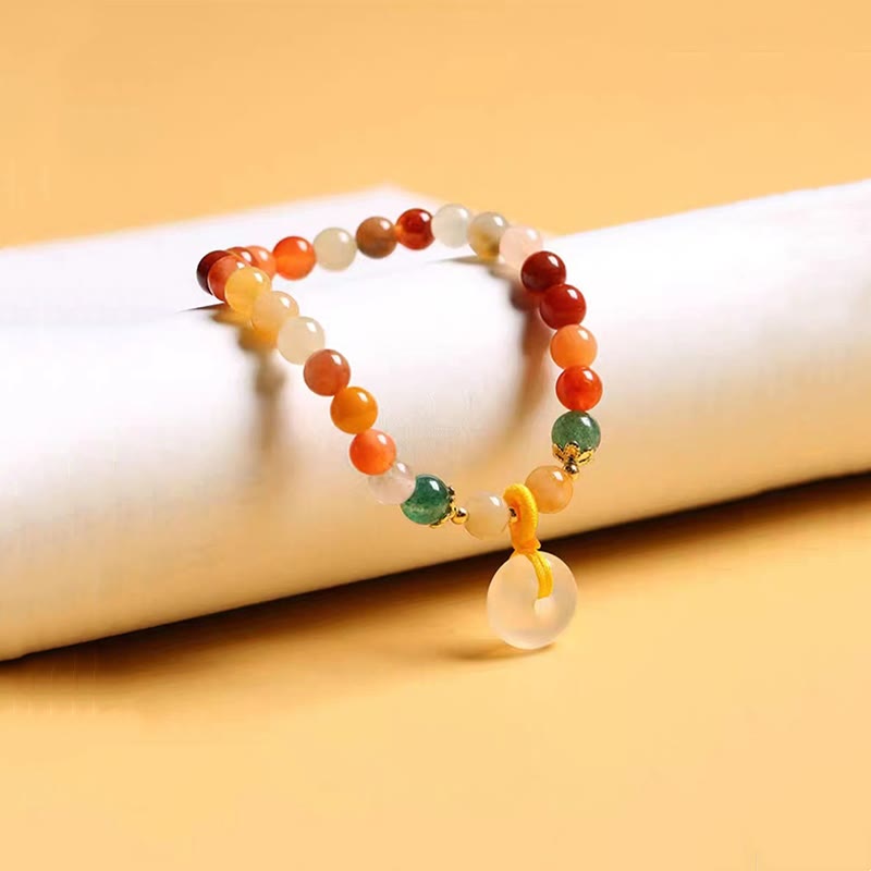 Buddha Stones 14K pozłacane Kolorowy Złoty Jedwabny Jadeit Zapięcie Pokoju Bransoletka Bogactwa