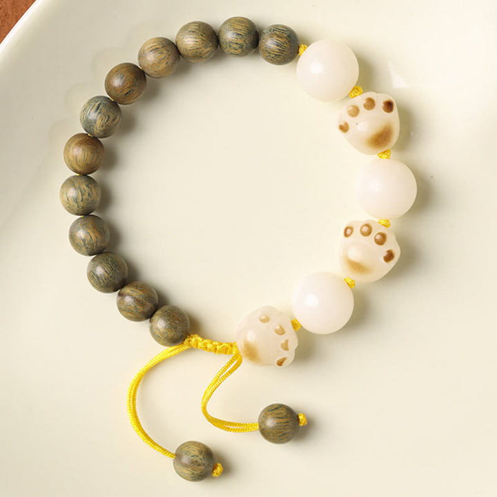 Buddha Stones Naturalne Zielone Drzewo Sandałowe Bodhi Nasiona Kocie Łapy Pazury Bransoletka Lecznicza - image 3