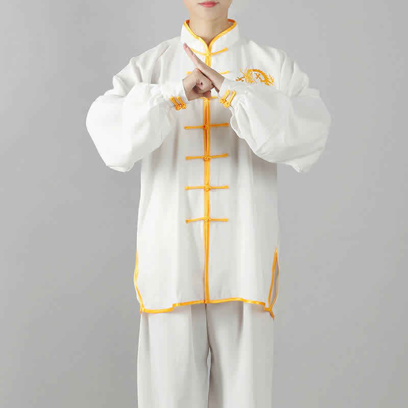 Buddha Stones Smok Haftowane Qi Gong Zen Praktyka Duchowa Medytacja Modlitwa Jednolity Zestaw Ubrań Unisex