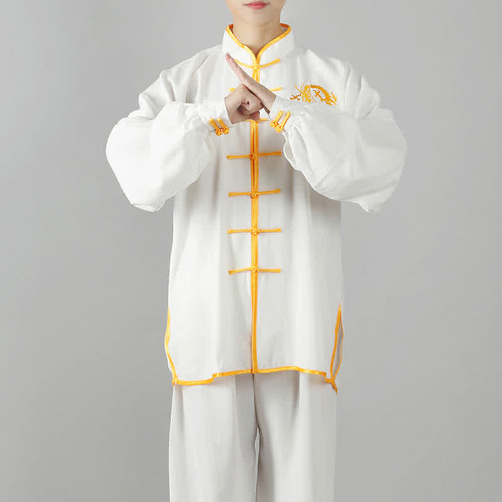 Buddha Stones Smok Haftowane Qi Gong Zen Praktyka Duchowa Medytacja Modlitwa Jednolity Zestaw Ubrań Unisex