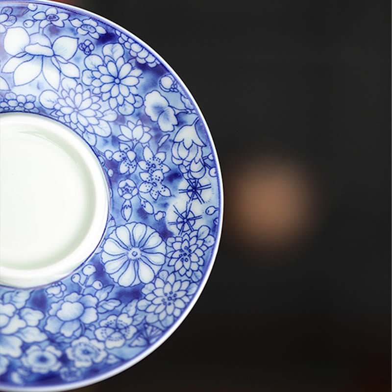 Buddha Stones Vintage Niebieski I Biały Porcelana Ceramiczna Gaiwan Sancai Filiżanka Kung Fu Filiżanka I Spodek Z Pokrywką