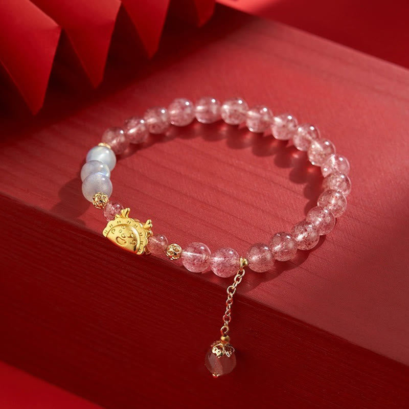 Buddha Stones Rok Smoka Pierożek Naturalny Czerwony Agat Granat Hetian Jade Fu Charakter Szczęście Sukces Bransoletka