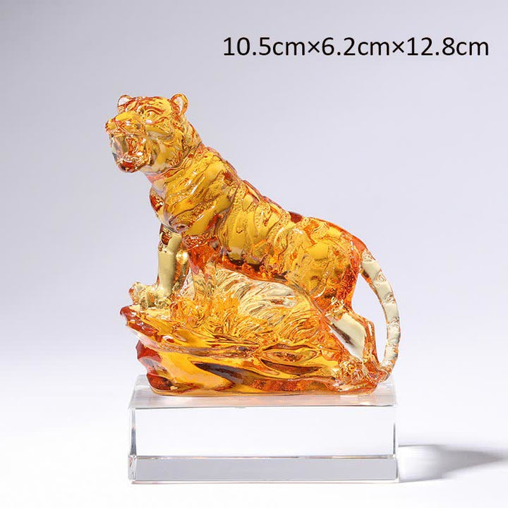 Ręcznie robiony Liuli Crystal Tiger Art Piece Ochrona Dekoracja Domu