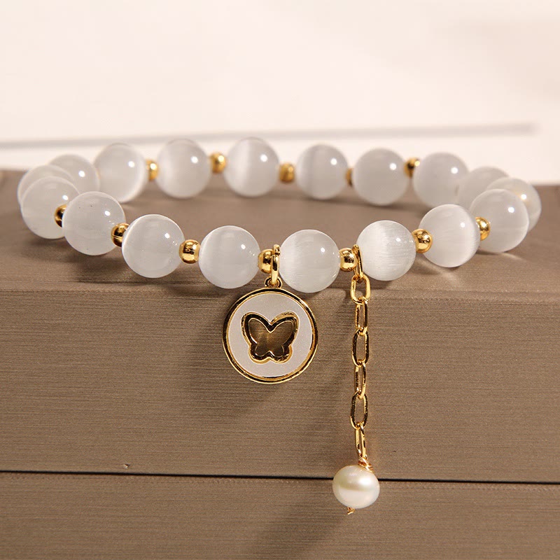 Bransoletka Buddha Stones Cat's Eye Butterfly Charm Love
