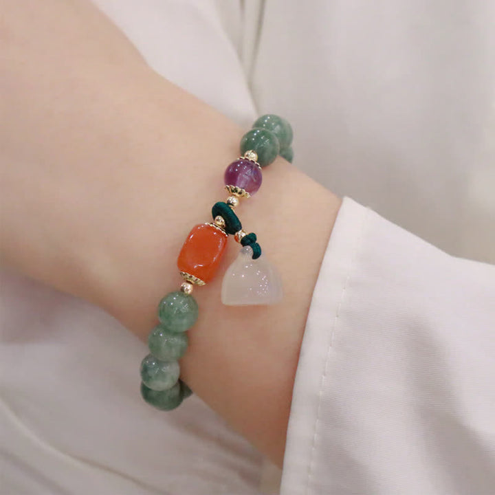 Buddha Stones Cyan Jade Lotos Dynia Życzenie Pokoju Klamra Ametyst Kryształ Uzdrawiająca Bransoletka