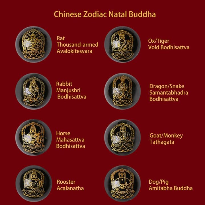 Buddha Stones 925 Srebro Sterlingowe Chiński Zodiak Natal Budda Cynober Om Mani Padme Hum Spokojna Bransoletka