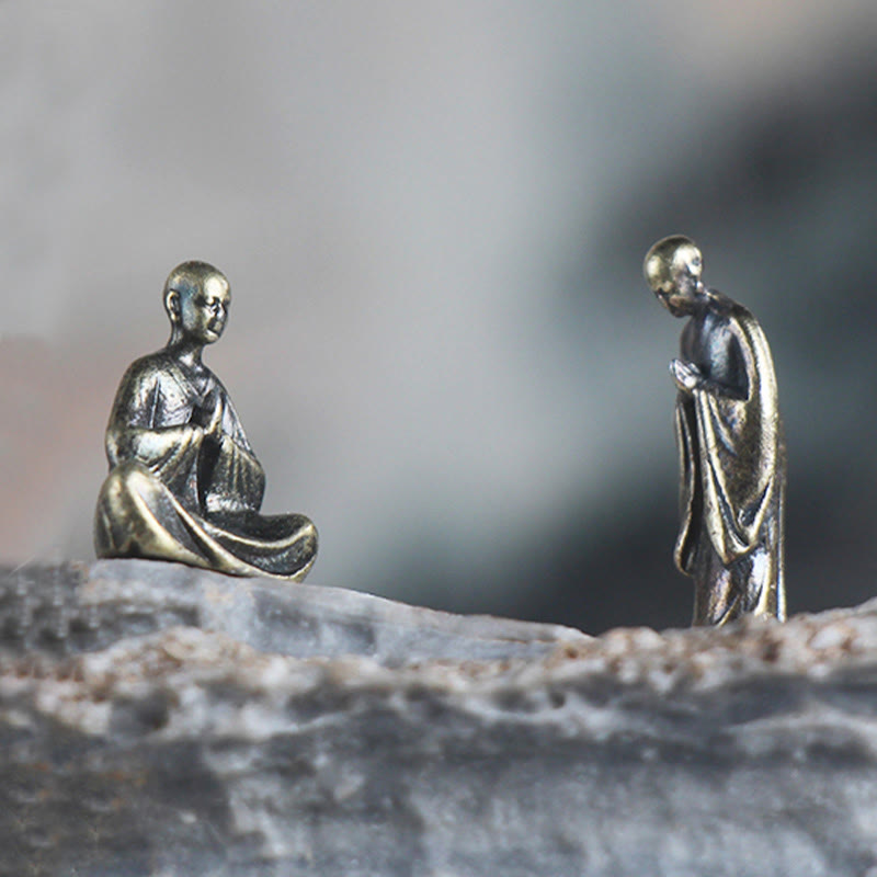 Buddha Stones Mini Medytacja Budda Metalowy Mnich Spokój Dekoracja Domu