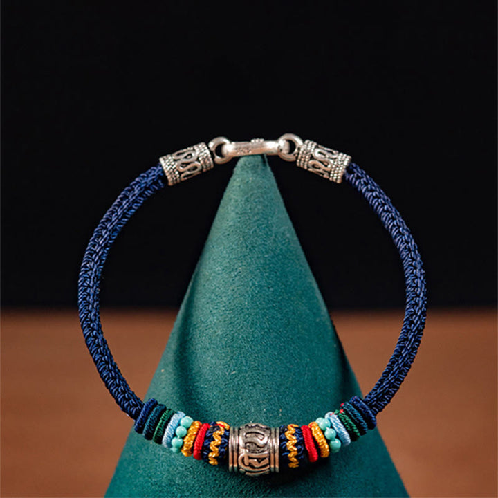 Buddha Stones Ręcznie robione 925 Srebro Sterling Tybetańskie Om Mani Padme Hum Czystość Bransoletka pleciona - image 8