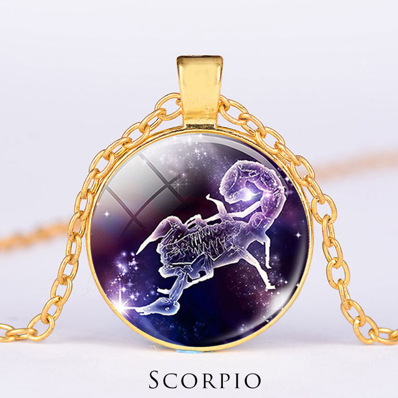 12 konstelacji zodiaku Księżyc Gwiaździste niebo Ochrona Błogosławieństwo Naszyjnik Wisiorek