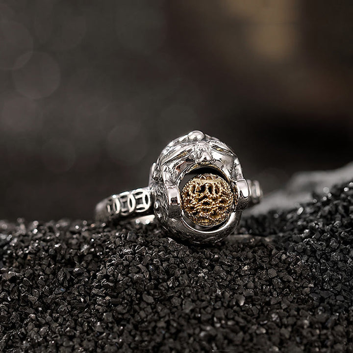 Buddha Stones 925 Srebro Sterlingowe PiXiu Miedziana Moneta Bogactwo Regulowany Pierścień - image 4