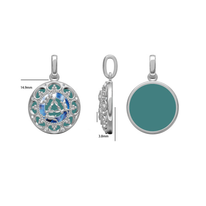 Buddha Stones 925 Srebro Sterling Okrągły Turkus Trzy Króliki Naszyjnik Wisiorek Równowaga