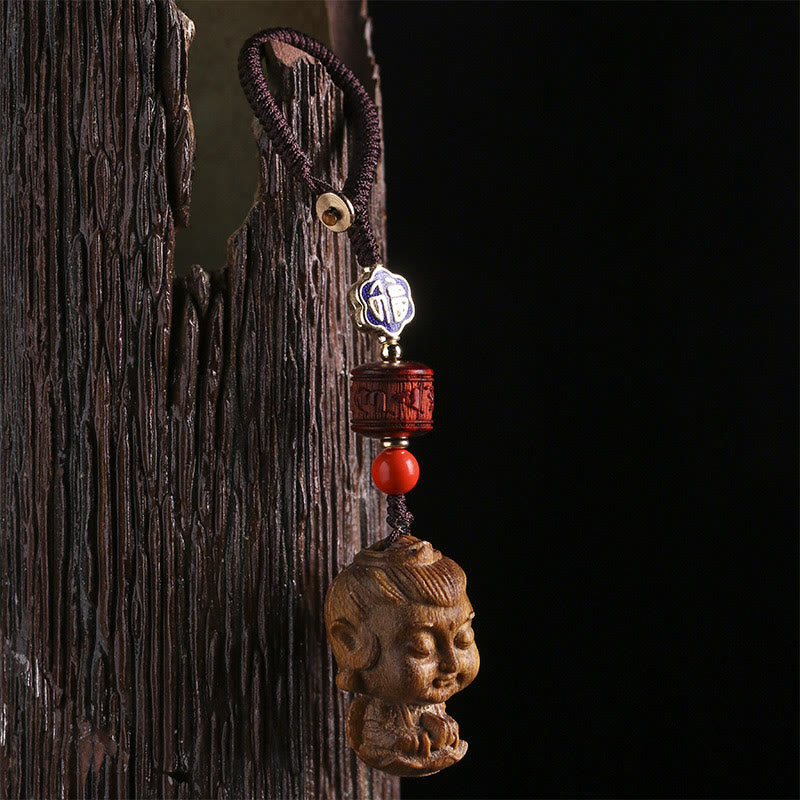 Chiński Zodiak Natal Budda Zielony Sandałowiec Om Mani Padme Hum Brelok Pokoju