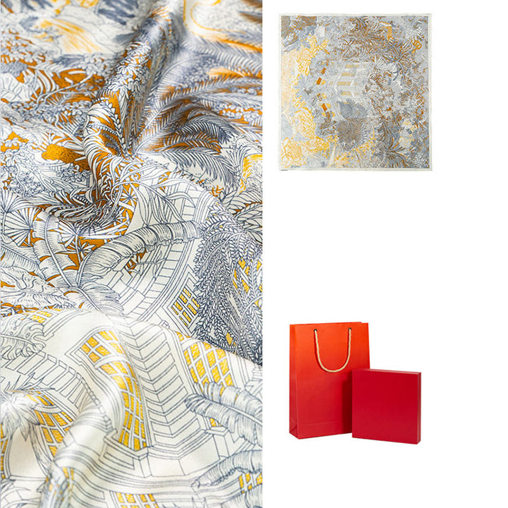 Kamienie Buddha Stones Dżungla Olej Malarstwo Pomyślne Chmury 100% Jedwabny Szalik Morwowy Premium Grade 6A Dwustronny Jedwabny Szalik na Szyję - image 7