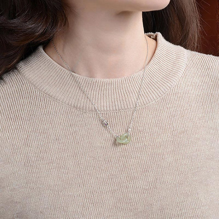 Buddha Stones 925 Srebro Sterling Okrągły Jadeit Szczęście Dobrobyt Naszyjnik Łańcuszek Wisiorek - image 8