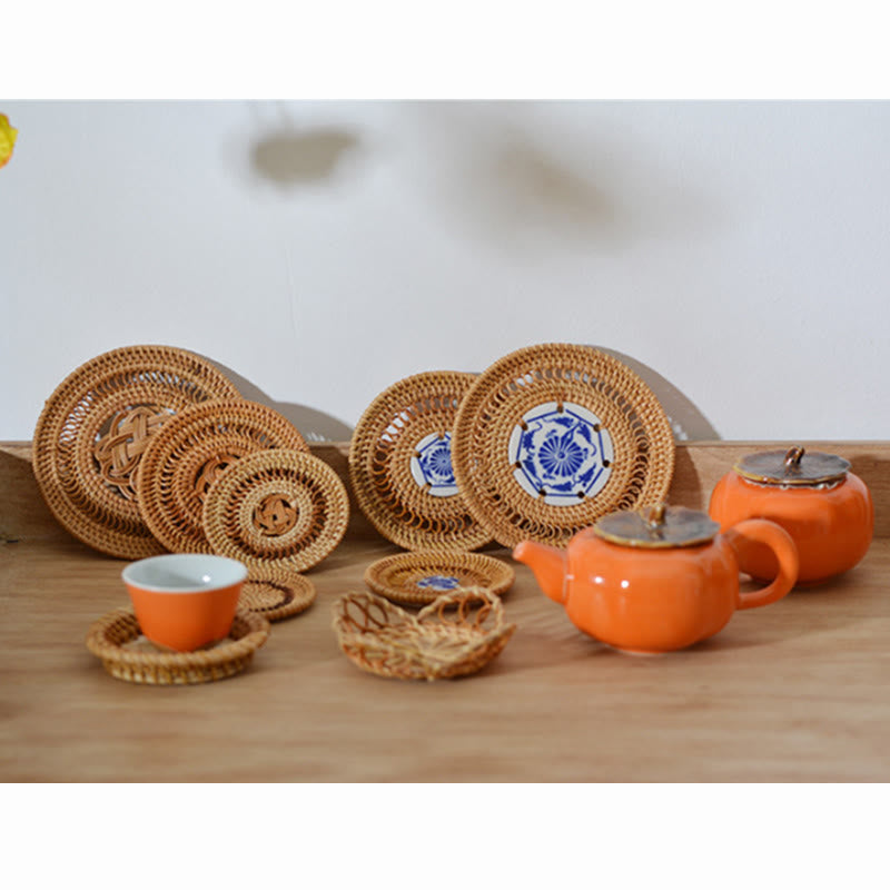 Ceramiczny Kwiatowy Wzór Rattanowy Podkładka Pod Kubek Pod Filiżankę - image 21